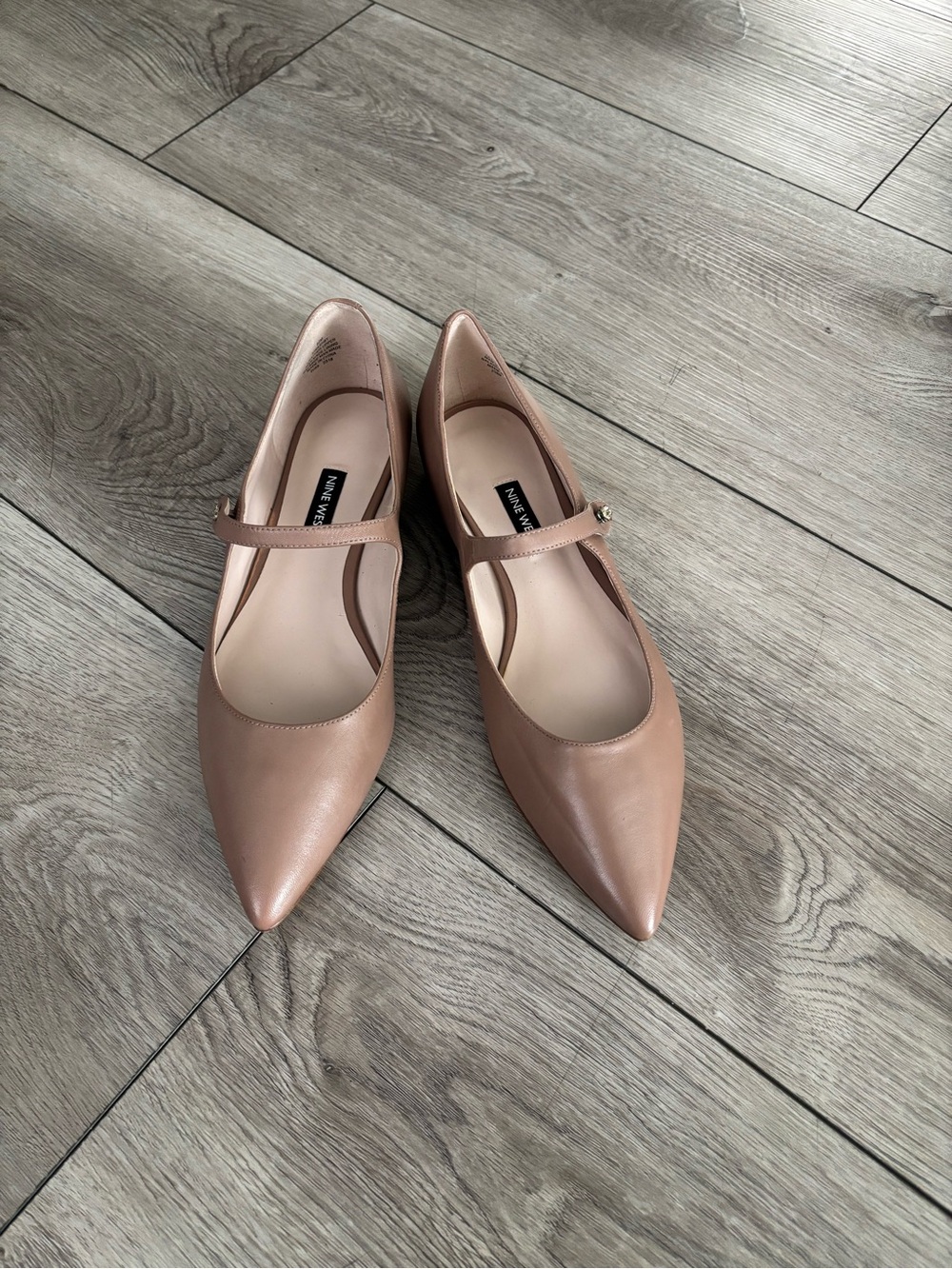 Nine West Blush Pink Pointed-Toe Mary Jane Flats